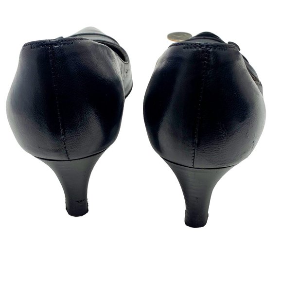 Salvatore Ferragamo Black Leather‎ Patent Leather Cap Toe Pumps - Picture 7 of 14